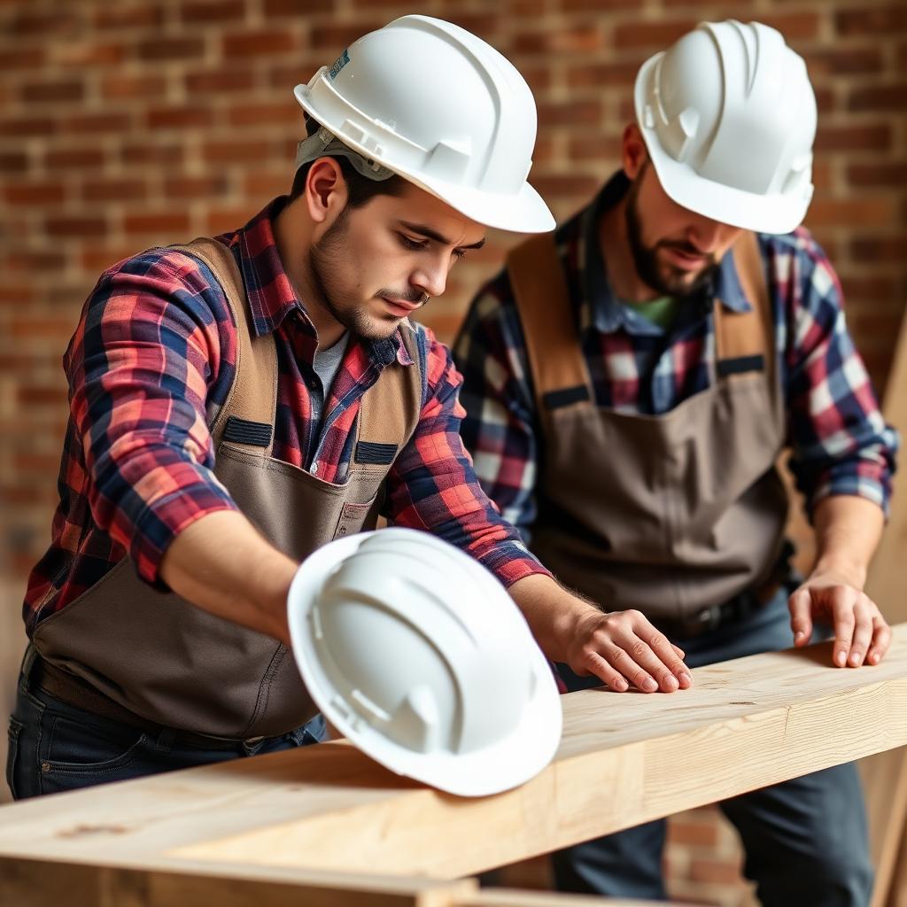 Construction workers with hard hats